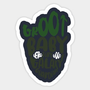 Typographic Baby Groot Sticker